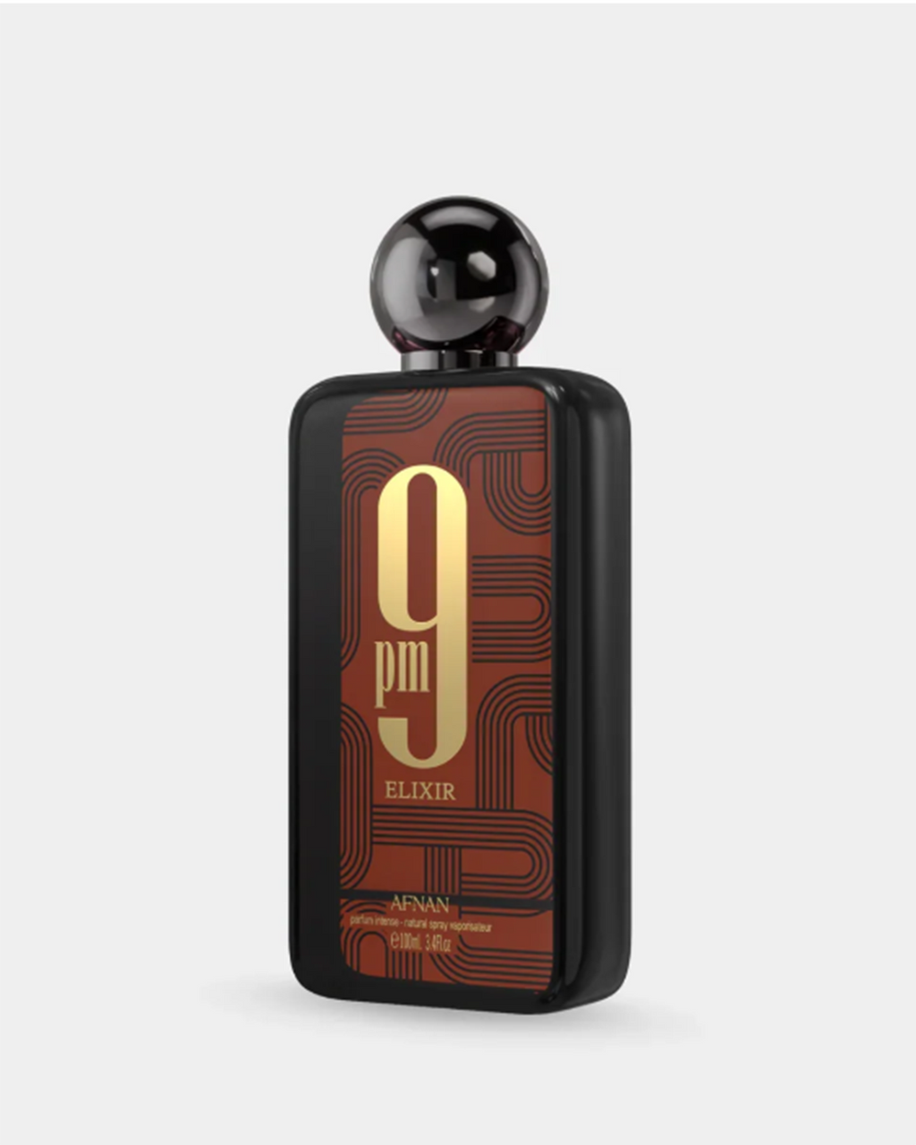 Afnan 9PM Elixir EDP angled bottle — standardized Veluxo product image