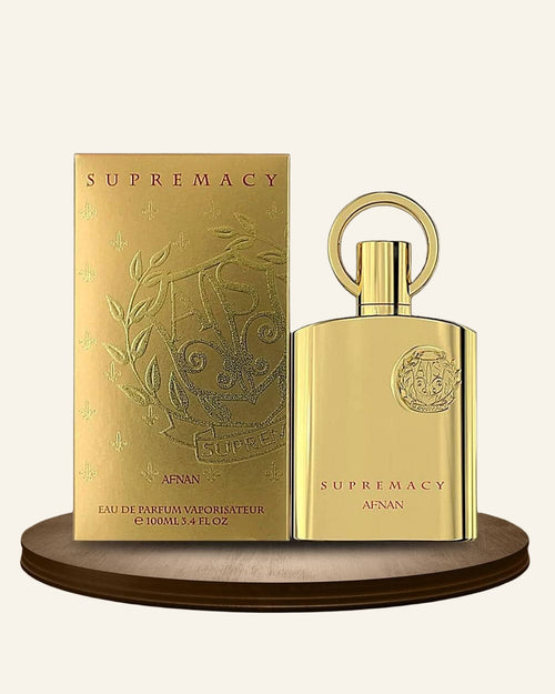 Afnan Supremacy Gold EDP bottle and box — clean product image