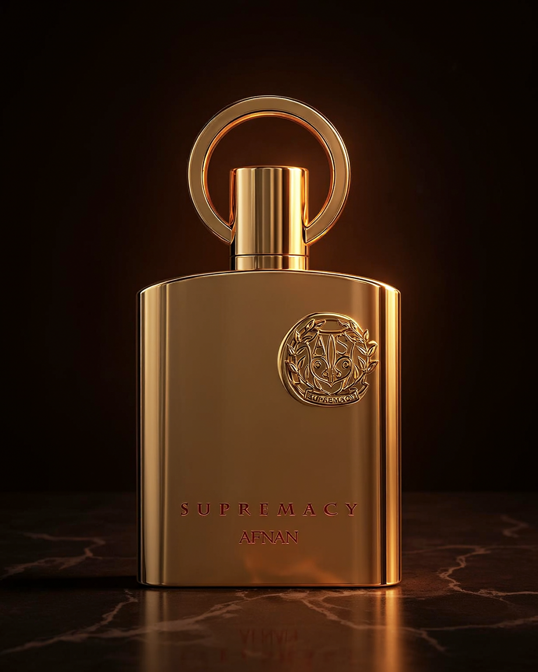 Afnan Supremacy Gold EDP bottle — luxury lifestyle image