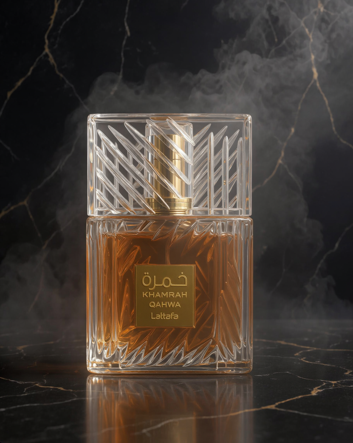 Lattafa Khamrah Qahwa EDP bottle — Veluxo luxury lifestyle image