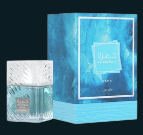 Lattafa Khamrah Waha EDP bottle and box luxury lifestyle